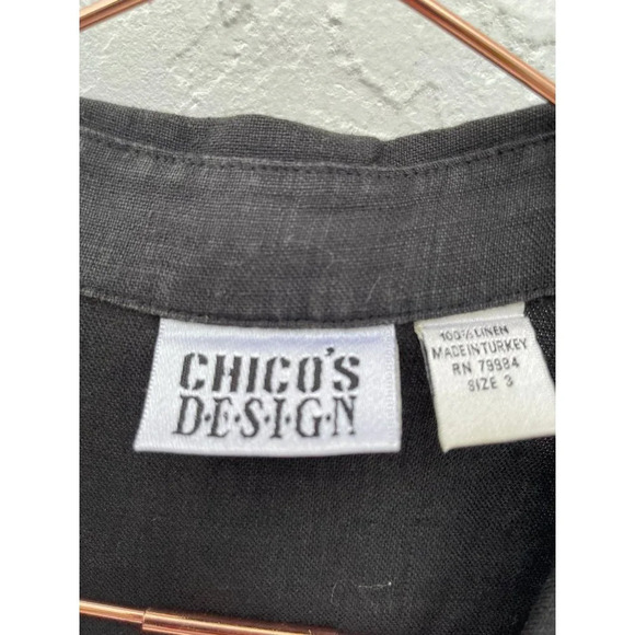 Chicos Design Womens Sleeveless Button Down Collared Maxi Dress Black Sz 3 - Picture 6 of 6